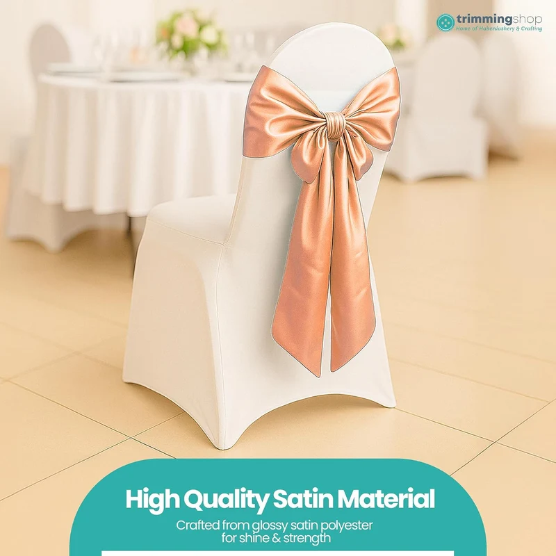 Trimming Shop Satin Sash Wedding Chair Cover Sashes Band Wider Fuller Bows Ribbon for Reception Birt