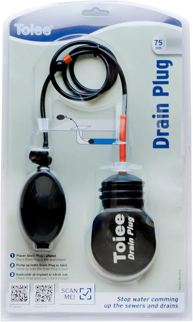 Toiee Drain Plug (75 mm). Mit einem Toiee Drain Plug (Absperrballone) kann Man das Abflussrohr der W
