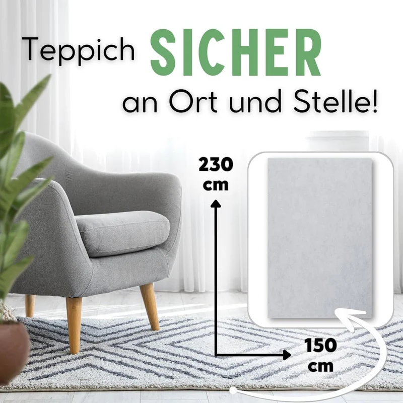 flex it® Basic - Antirutschmatte für Teppich 150x230 cm rutschfeste Teppich Antirutschunterlage Vlie