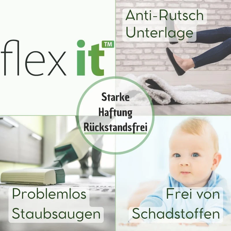 flex it® Basic - Antirutschmatte für Teppich 150x230 cm rutschfeste Teppich Antirutschunterlage Vlie