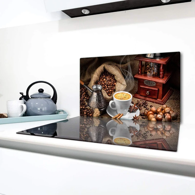 TMK | Herdabdeckplatte 90x52 cm Glas Ceranfeldabdeckung Induktion Herdschutz Spritzschutz Glasplatte