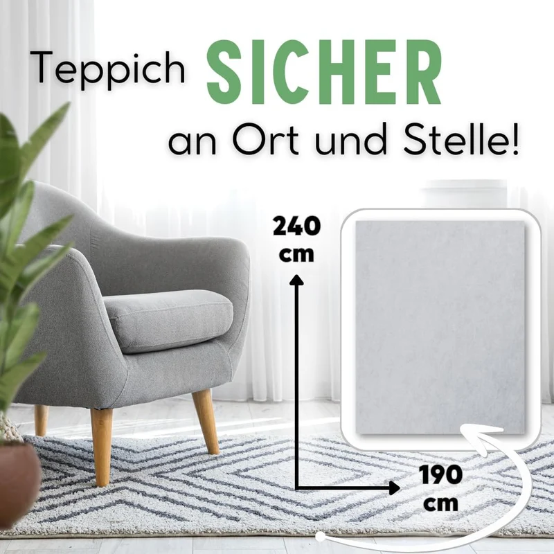 flex it® Basic - Antirutschmatte für Teppich 190x240 cm rutschfeste Teppich Antirutschunterlage Vlie