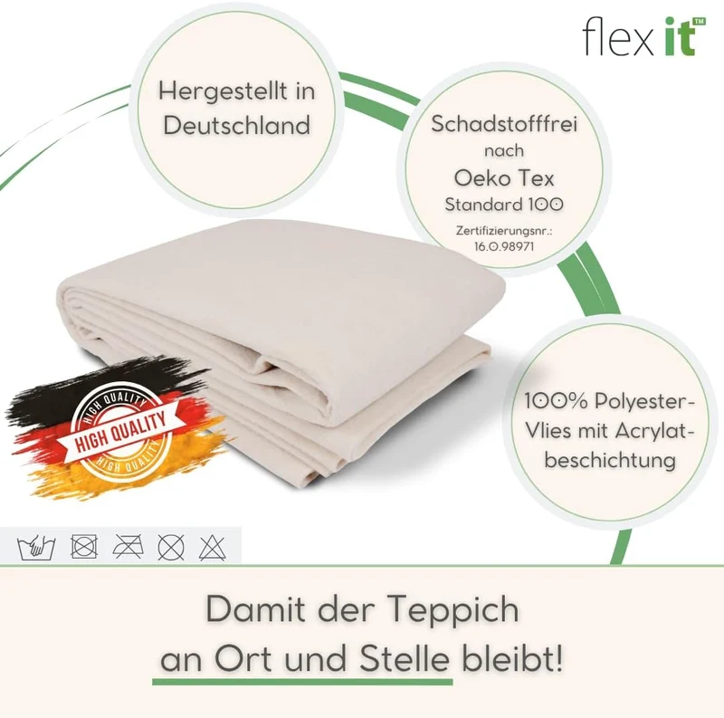 flex it® Basic - Antirutschmatte für Teppich 190x240 cm rutschfeste Teppich Antirutschunterlage Vlie