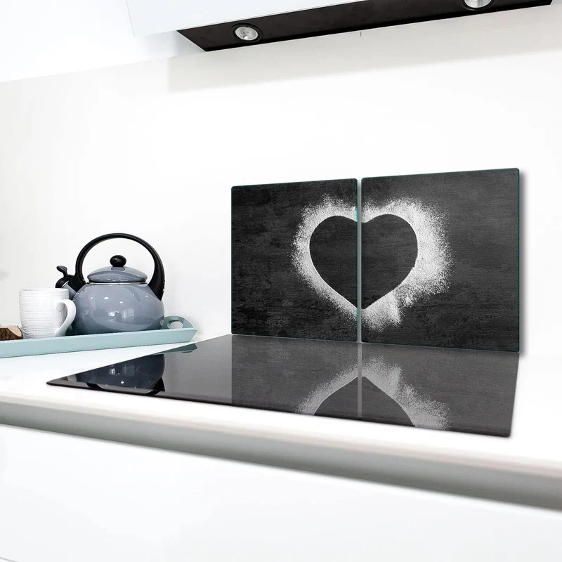 TMK | Herdabdeckplatten ceranfeld 2 Teilig 40x52 cm | Ceranfeldabdeckung Küche Elektroherd Induktion