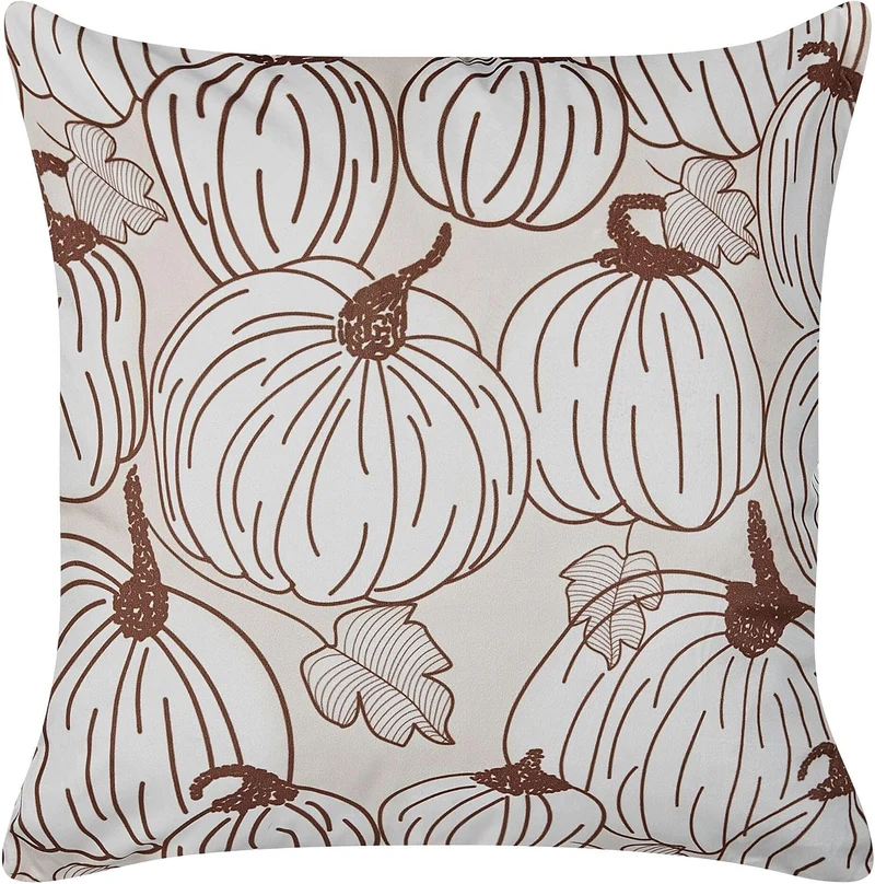 Zierkissen 2er Set 45x45 cm Halloween Kürbis-Motiv beige/braun Samtstoff Gourd