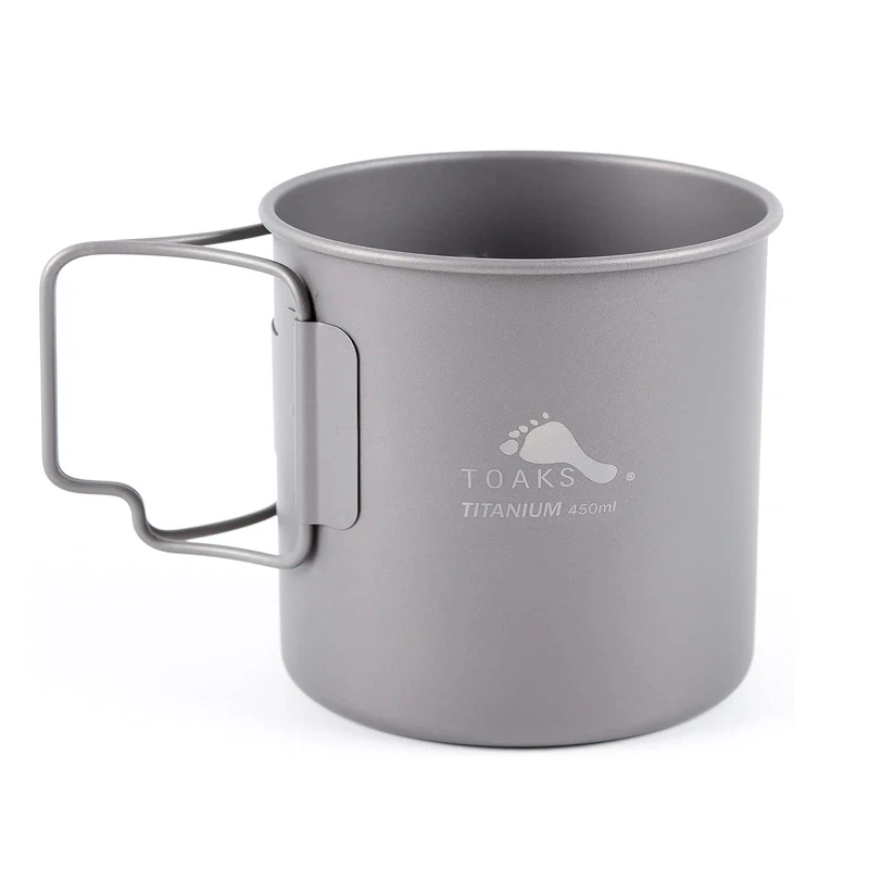 TOAKS 450 ml Titanbecher für Rucksackreisen, Camping, Kaffeekanne, ultraleichtes Campinggeschirr 450