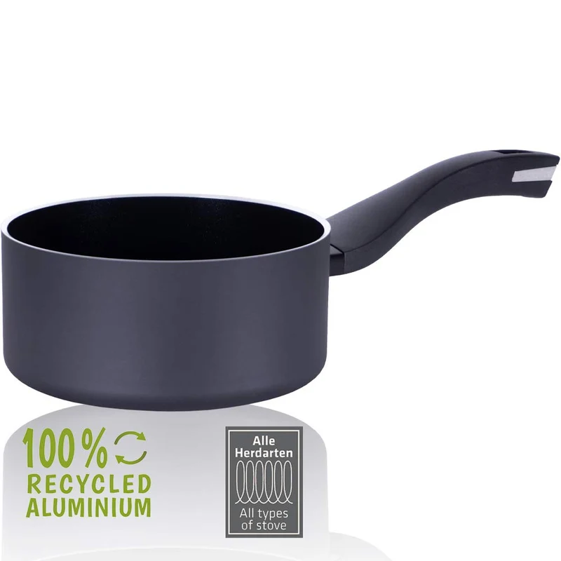 Berndes Topf 16 cm, b.green Alu Recycled Induction, Stieltopf hergestellt zu 100% aus recycelten Get