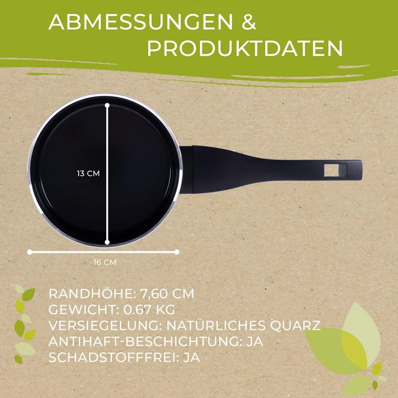 Berndes Topf 16 cm, b.green Alu Recycled Induction, Stieltopf hergestellt zu 100% aus recycelten Get