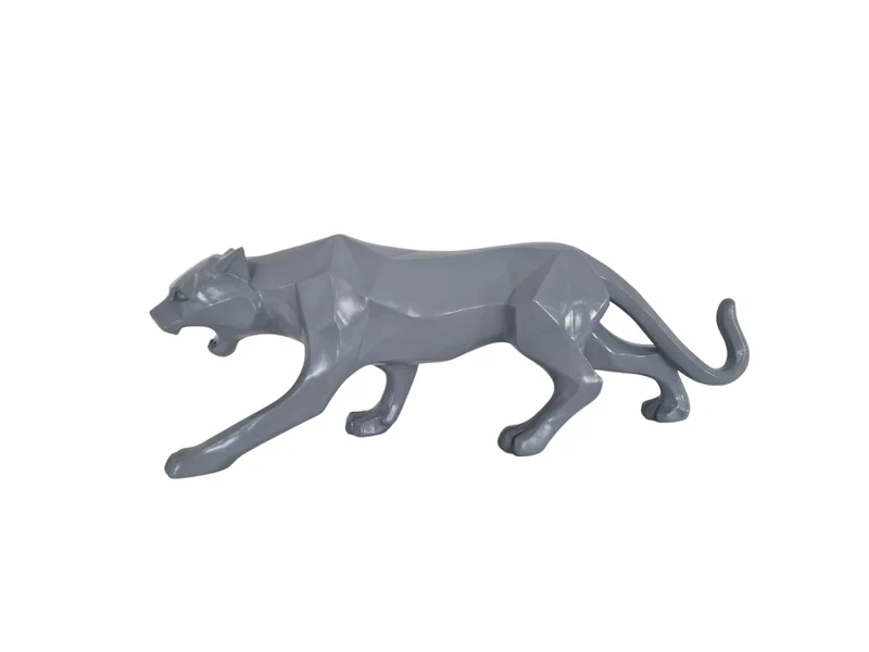 IDYL Moderne Skulptur Figur Resin Jaguar | silberfb. | Masse: 48x10,5x15 cm | Material: Polyresin (K