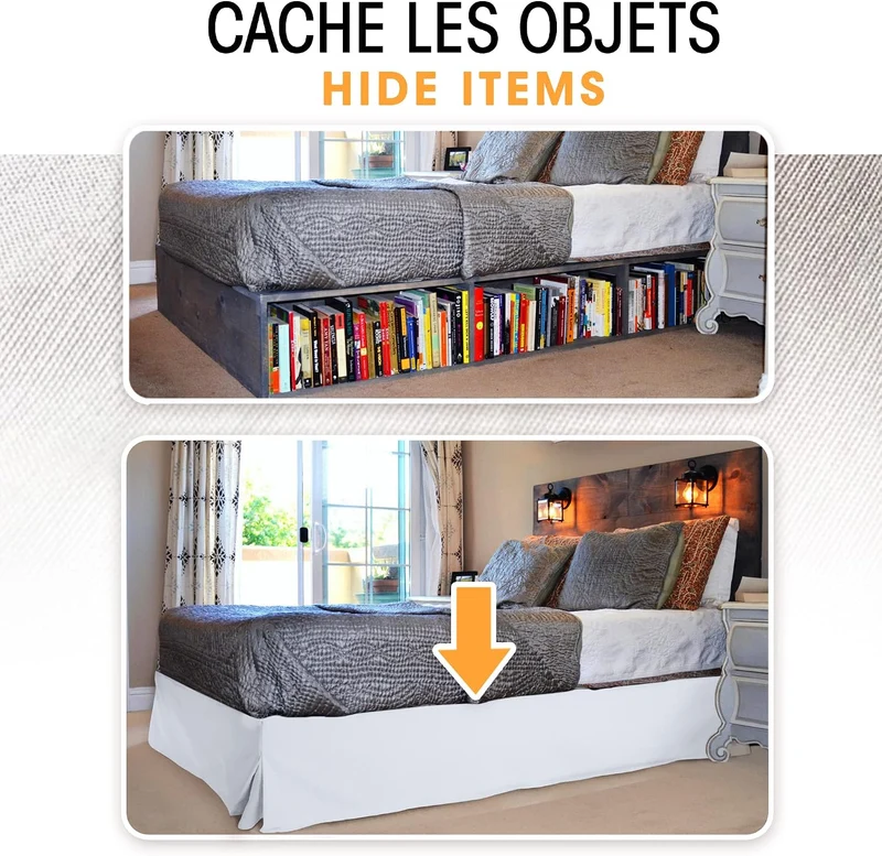 Betthusse 180x200 Weiss – Mit 4 Seiten von 30 cm für Bett 180 x 200 cm – Bettrock 180 x 200 cm – Sch