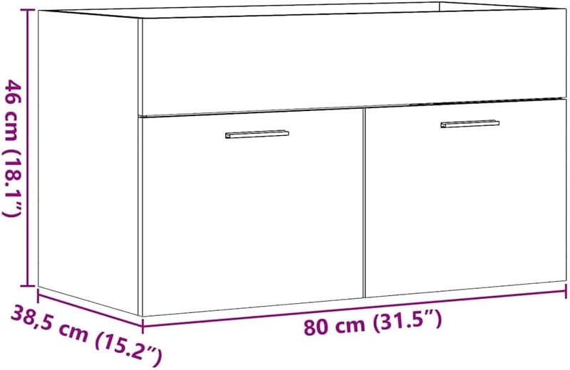 vidaXL Waschbeckenunterschrank Sonoma-Eiche 80x38,5x46cm Holzwerkstoff 80 x 38.5 x 46 cm Sonoma Eich