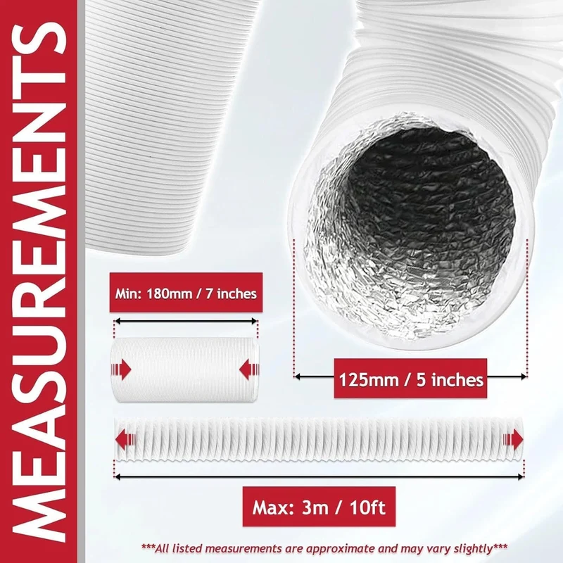 Spares2go Verlängerungsset für Klimaanlagenschlauch, 3 m x 12,7 cm