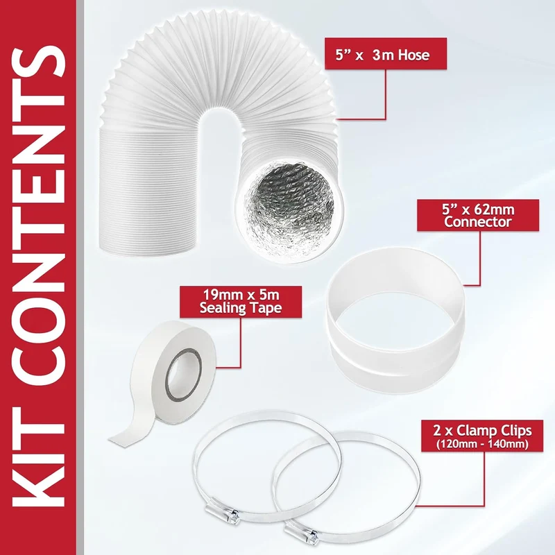 Spares2go Verlängerungsset für Klimaanlagenschlauch, 3 m x 12,7 cm