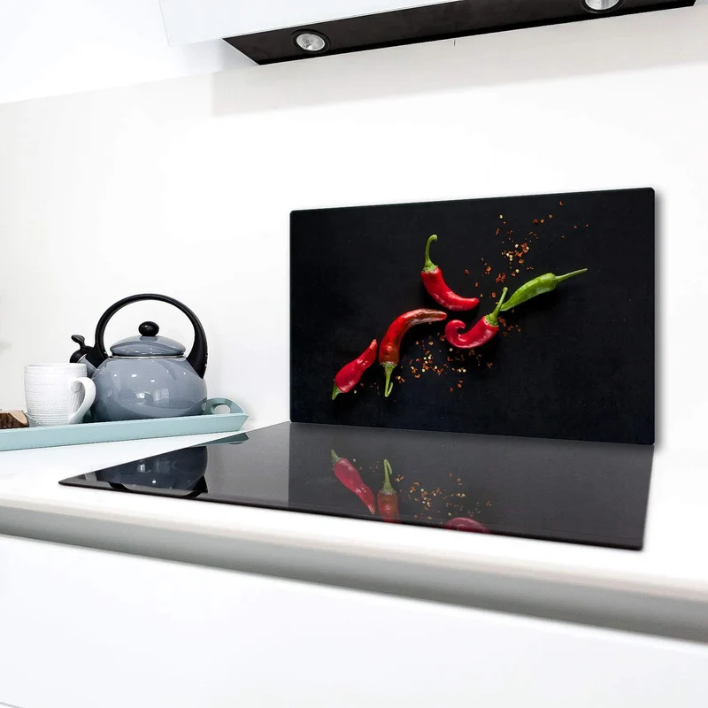 TMK | Herdabdeckplatte 90x52 cm Glas Ceranfeldabdeckung Induktion Herdschutz Spritzschutz Glasplatte