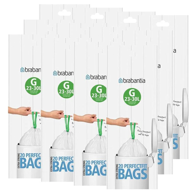 Brabantia Abfallbeutel / Müllbeutel / Mülltüte, Codierung G, 30 l, 12 Rollen á 20 Tüten, zusammen 24