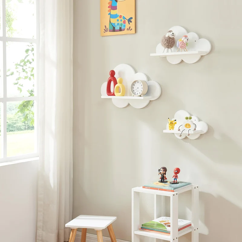 [en.casa] Kinder-Wandregal Skanderborg im 3er Set bis 2 kg pro Regal Wandboard für Kinderzimmer Häng