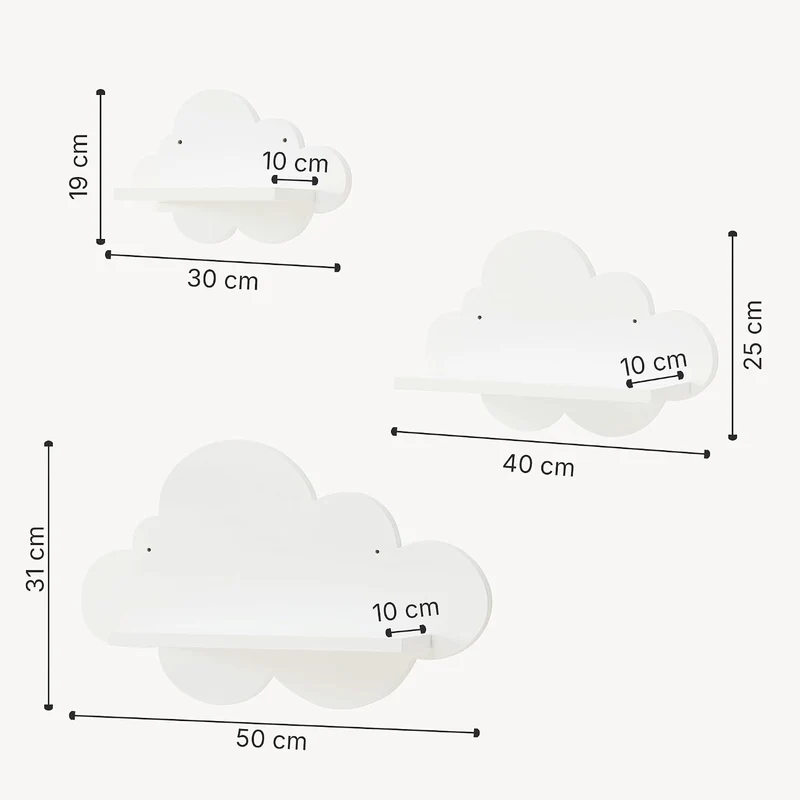 [en.casa] Kinder-Wandregal Skanderborg im 3er Set bis 2 kg pro Regal Wandboard für Kinderzimmer Häng