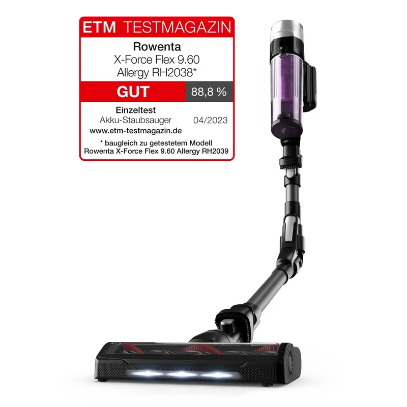 Rowenta RH2038 X-Force Flex 9.60 Allergy kabelloser Akku-Stabstaubsauger | 100 Air Watt | herausnehm