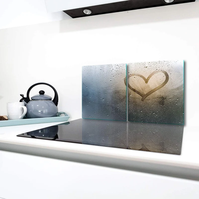 TMK | Herdabdeckplatten Set 2x40x52 cm Ceranfeld Abdeckung Glas Spritzschutz Abdeckplatte Glasplatte