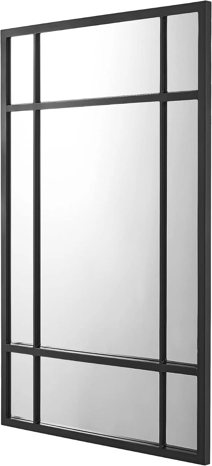 [en.casa] Wandspiegel Colobraro Fensterspiegel rechteckig 90 x 60 cm Spiegel schwarzer Rahmen vertik