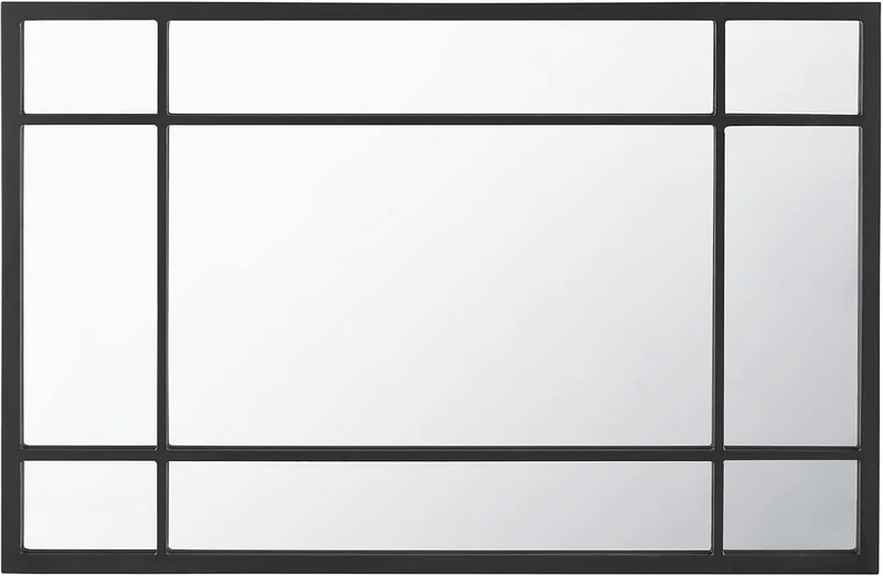 [en.casa] Wandspiegel Colobraro Fensterspiegel rechteckig 90 x 60 cm Spiegel schwarzer Rahmen vertik
