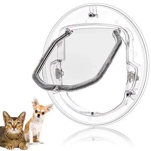 Katzentür, mit 4-Wege-Schloss, kleine Tür mit Glasfenster für Katzen und kleine Hunde