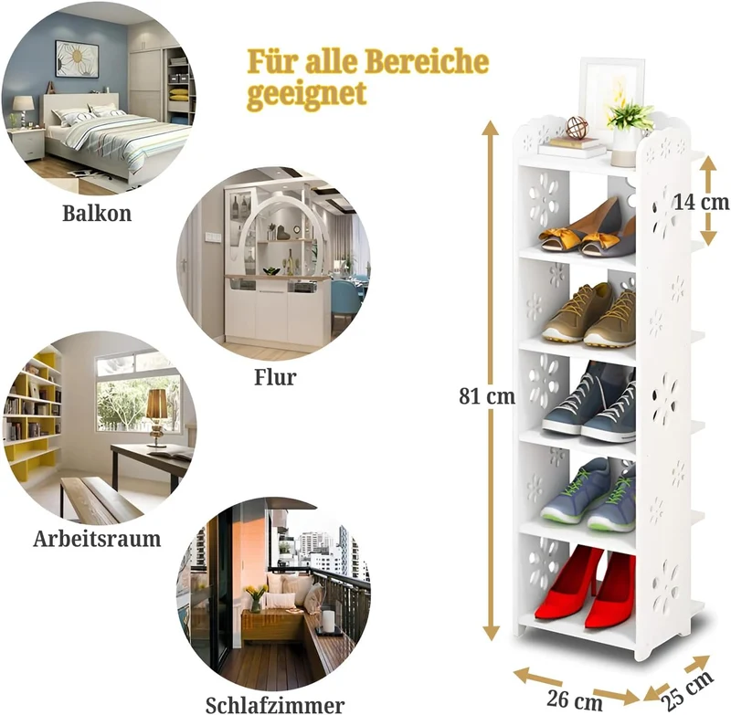 Dripex 6- Stufiges Schuhregal Schuhschrank Lagerregal Bücherregal Schuhorganisator Freistehendes Prä