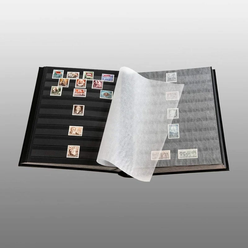 Prophila Nostalgie-Album III 60 Schwarze Einsteckseiten für Briefmarken