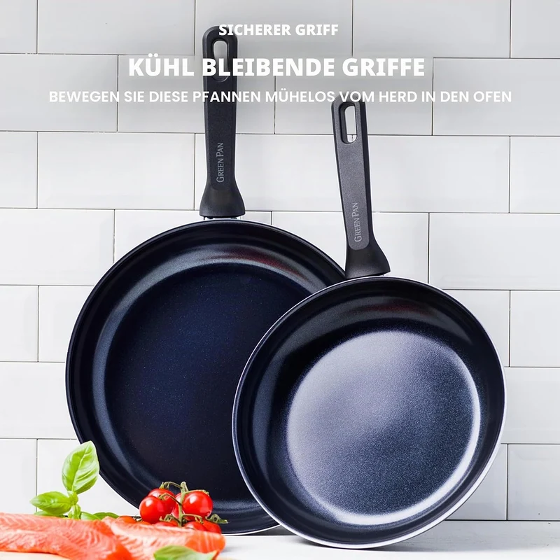 GreenPan Memphis Bratpfannen-Set (24 cm und 28 cm), gesunde keramische Antihaftbeschichtung, PFAS-fr