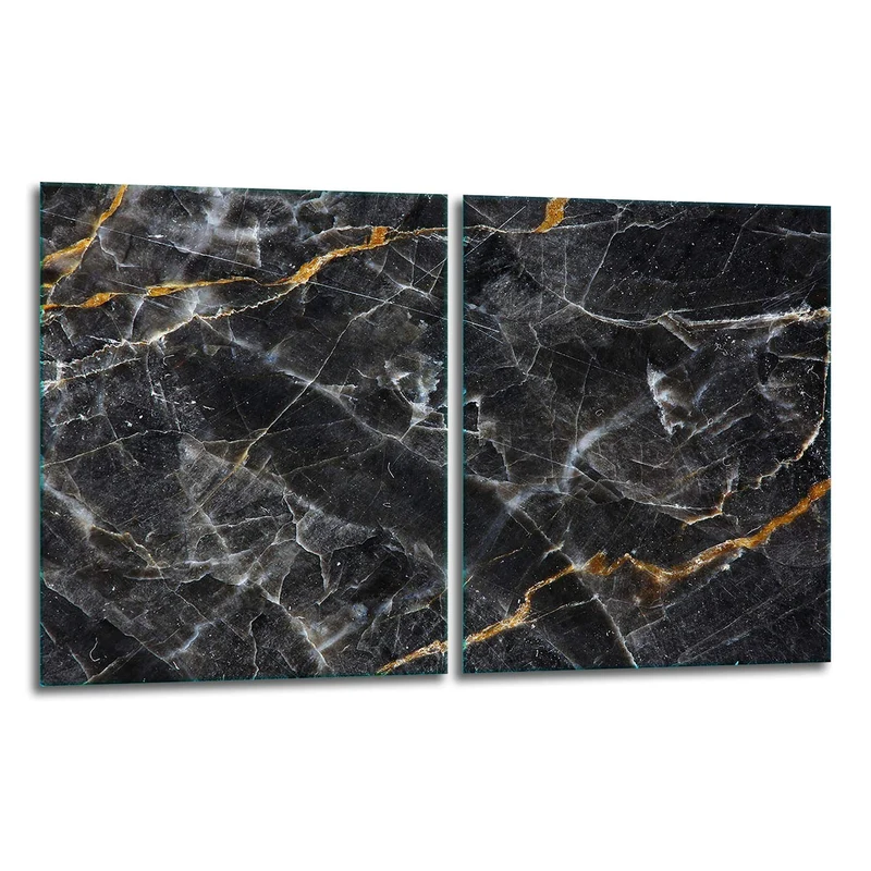 TMK | Herdabdeckplatten Set 2x40x52 cm Ceranfeld Abdeckung Glas Spritzschutz Abdeckplatte Glasplatte