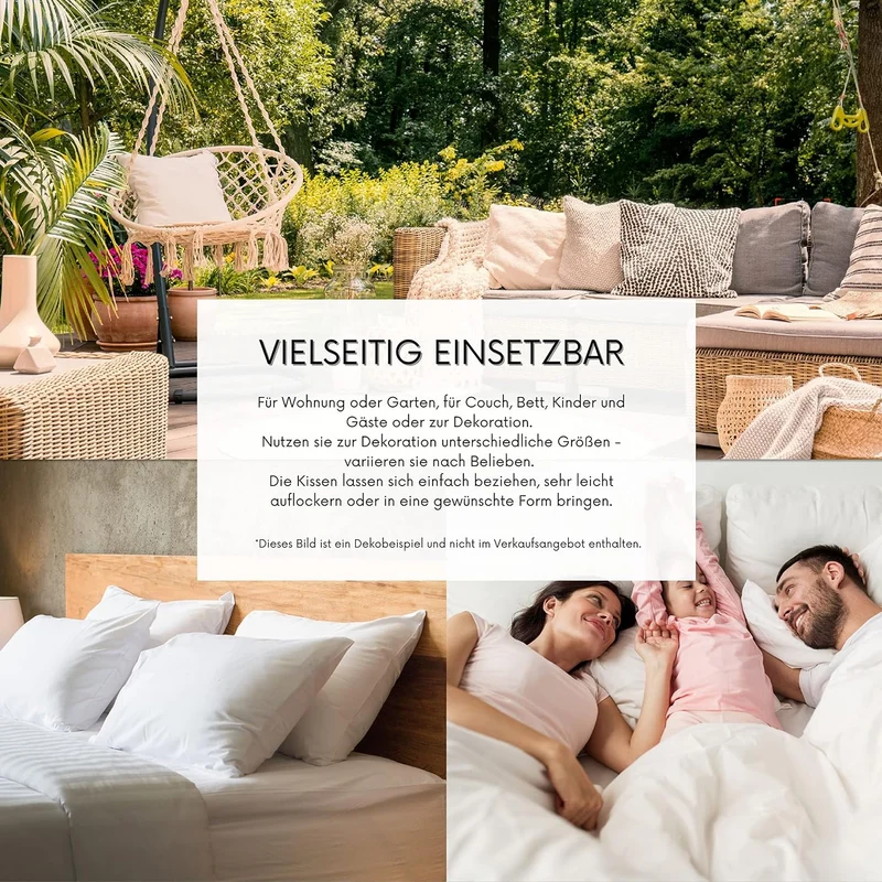 MSS e.K. 2er Set Federkissen | Grösse: 30 x 60 cm | Füllgewicht: je 500 Gramm | 100% Baumwolle | kei