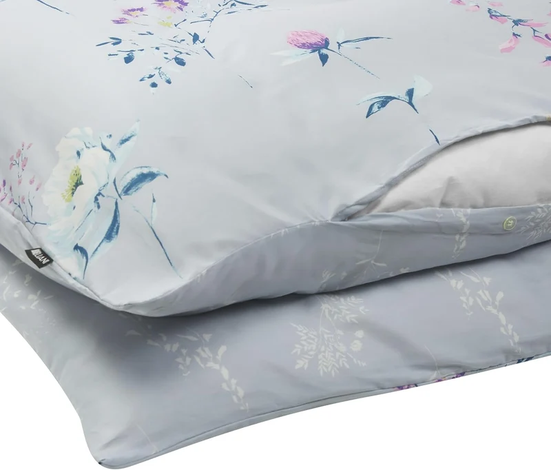 Bettwäsche Set hellblau 3-teilig Komfortgrösse 155x220 cm mit Knöpfen Evergreen