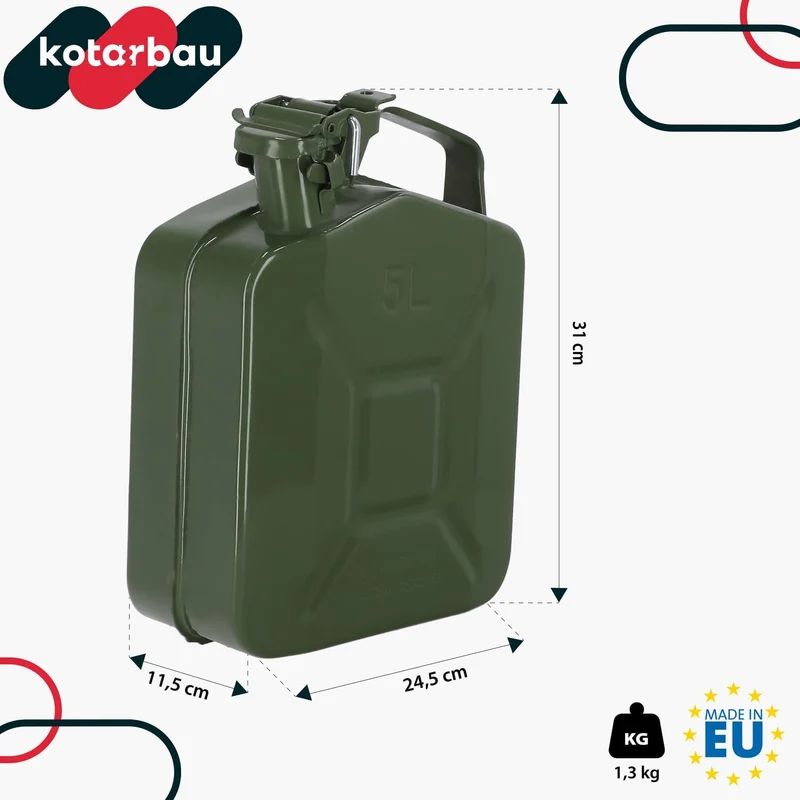 KOTARBAU® Metall Benzinkanister 5L für Kraftstoffe Benzin Aufbewahren von Flüssigkeiten, 5L