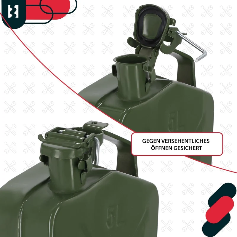 KOTARBAU® Metall Benzinkanister 5L für Kraftstoffe Benzin Aufbewahren von Flüssigkeiten, 5L