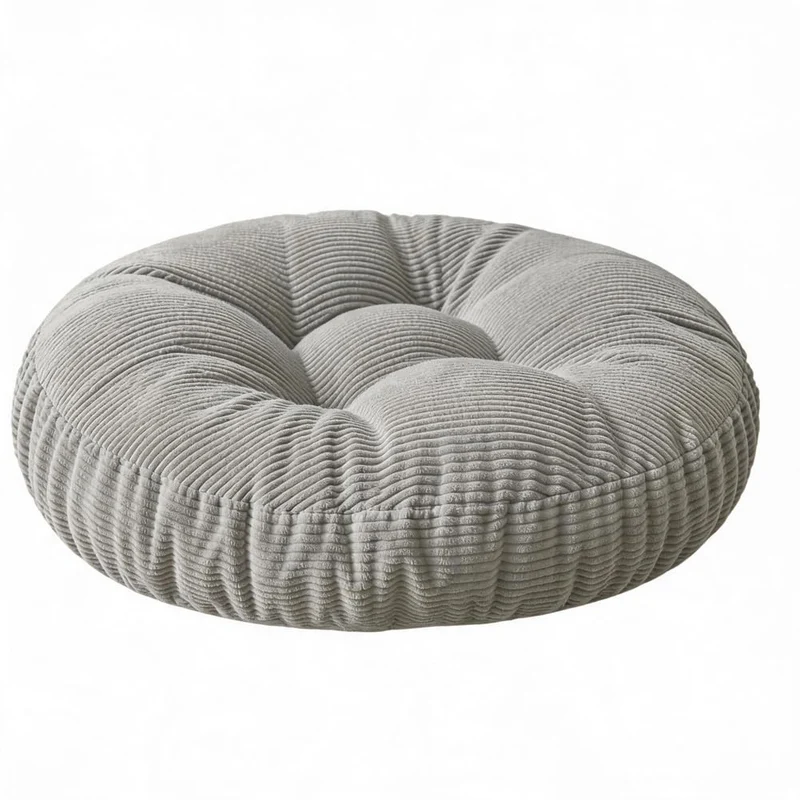 Bodenkissen Rund 65 cm Ø – Sitzkissen Pouf für Zuhause & Outdoor (Grau), Grau