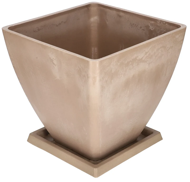 KOTARBAU® Blumentopf Pflanzgefäss gross aus recycelten Materialien 30x30x28cm mit Untersetzer 23x23x