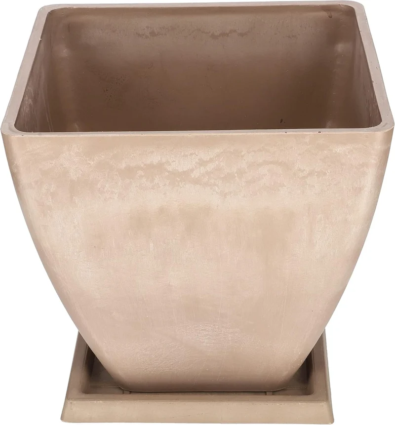 KOTARBAU® Blumentopf Pflanzgefäss gross aus recycelten Materialien 30x30x28cm mit Untersetzer 23x23x