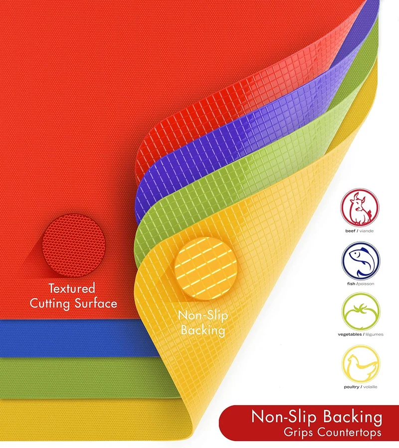 Dexas 6554PK Schneidebrett-Set, robust, flexibel, 29,2 x 35,6 cm, Blau, Grün, Gelb und Rot, 4 Stück