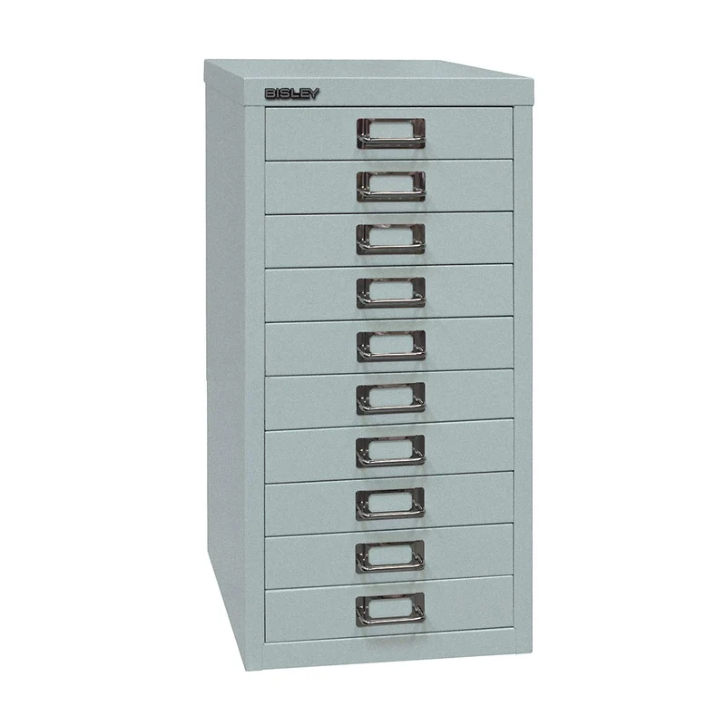 BISLEY MultiDrawer, 29er Serie, DIN A4, 10 Schubladen, Metall, 355 Silber, 38 x 27.9 x 59 cm