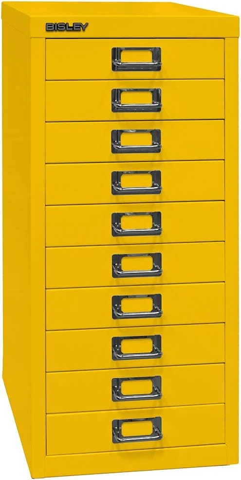 BISLEY MultiDrawer, 29er Serie, DIN A4, 10 Schubladen, Metall, 355 Silber, 38 x 27.9 x 59 cm