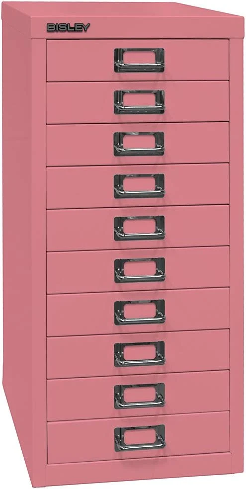 BISLEY MultiDrawer, 29er Serie, DIN A4, 10 Schubladen, Metall, 355 Silber, 38 x 27.9 x 59 cm