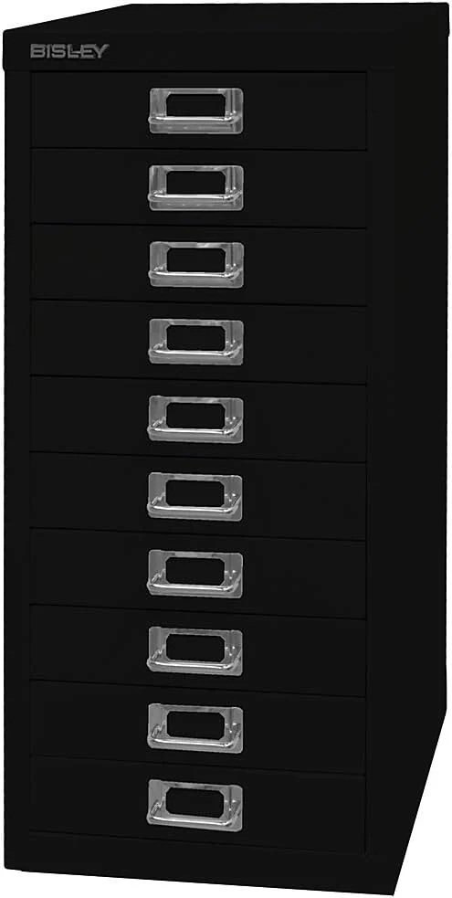 BISLEY MultiDrawer, 29er Serie, DIN A4, 10 Schubladen, Metall, 355 Silber, 38 x 27.9 x 59 cm