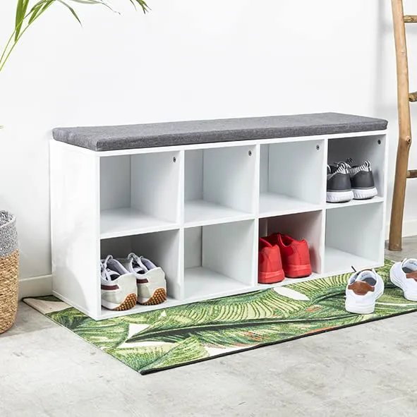 habeig Schuhbank mit Bankauflage 104 x 29 x 48 cm Schuhregal Regal mit Sitzkissen und Gepolsteter Fl