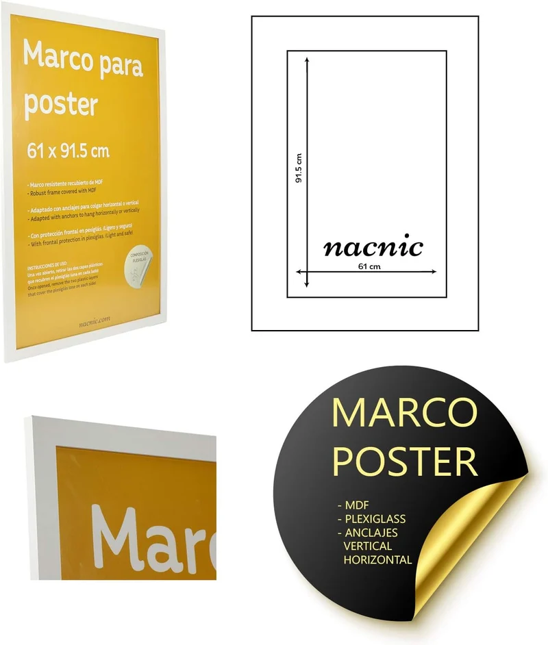 Nacnic Grosse Fotorahmen zum Schutz und Anzeige von Fotos, Diplome, Plakate, Poster, Kunstdrücke. in