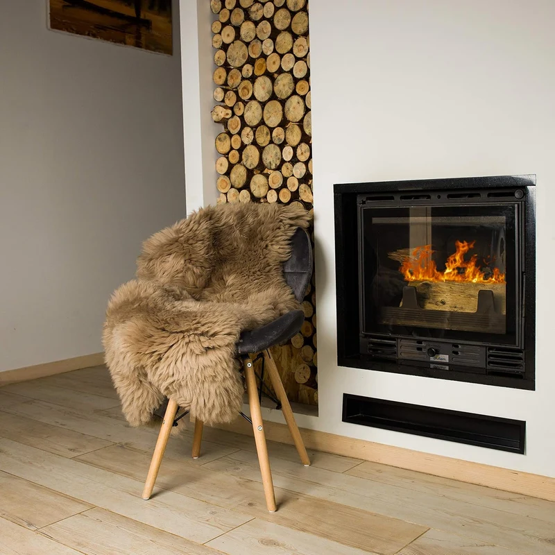 Cakla Lammfell Echt 100-110 cm - Schaffell Echt Gross - Fellteppich Beige - Weich und Flauschig - Fe