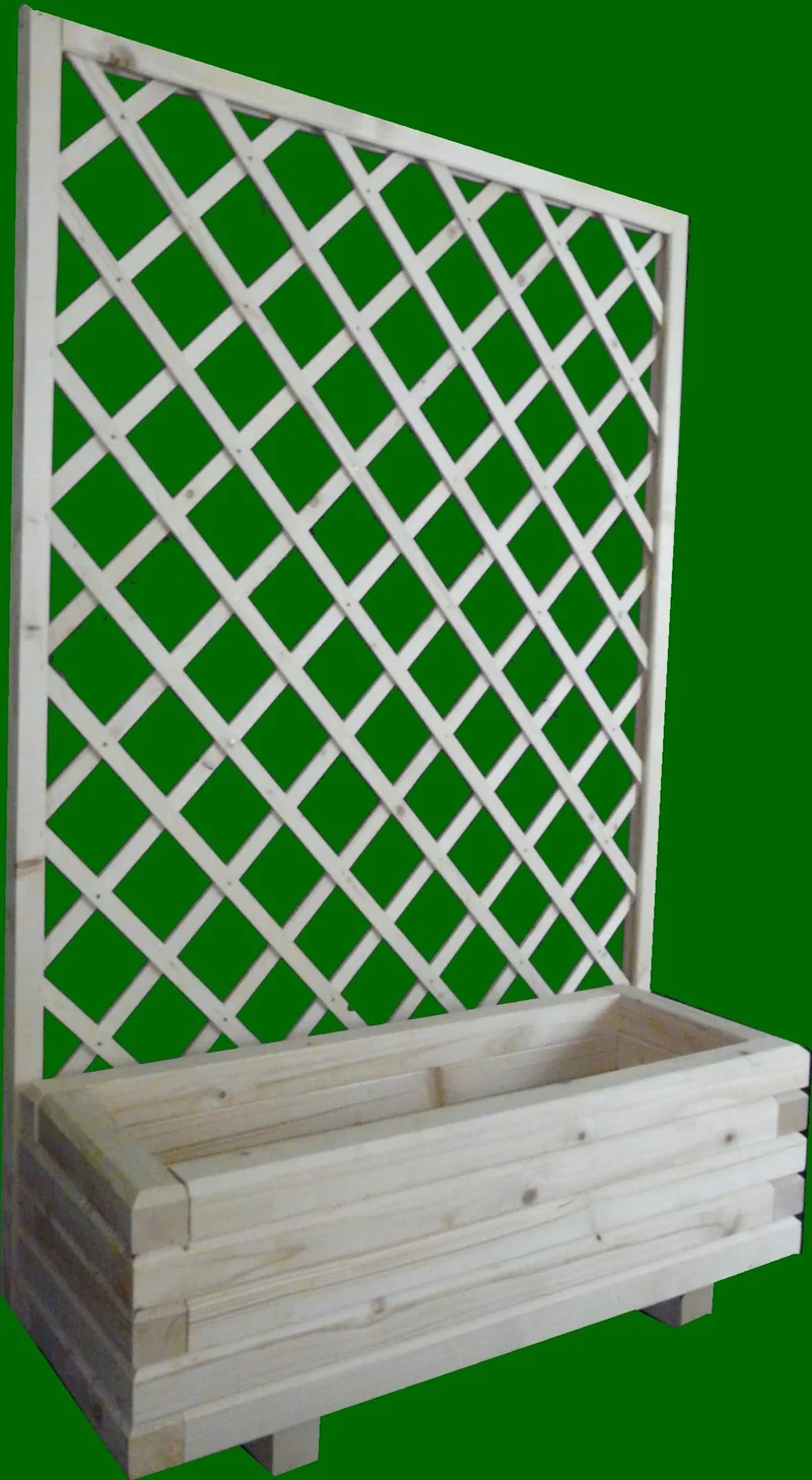 SchwibboLa Pflanzkasten Massiv inkl. Rankgitter 140cm Höhe verschieden Grössen unbehandelt Fichte (6