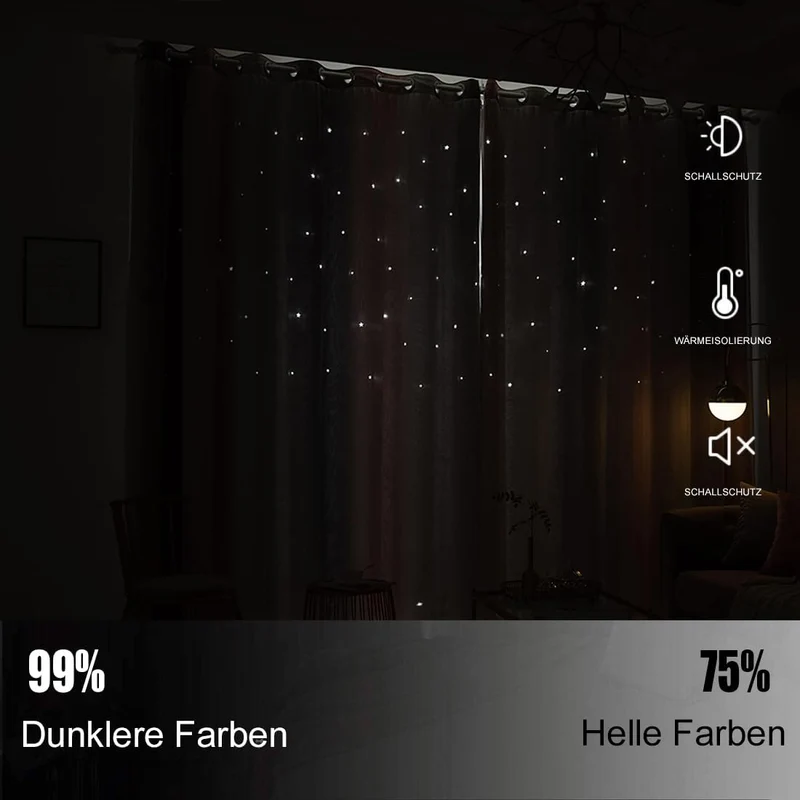 Freyamy Gardinen Rosa Grau Glänzend Sterne Vorhänge Blickdicht Kinderzimmer Halbtransparent H 210 X