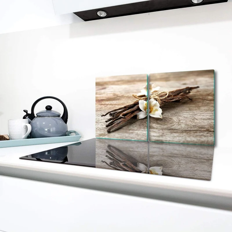 TMK | Herdabdeckplatten Set 2x40x52 cm Ceranfeld Abdeckung Glas Spritzschutz Abdeckplatte Glasplatte