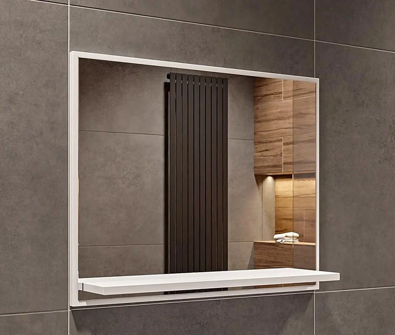 HAJDUK FURNITURE Badspiegel mit Ablage Weiss - H:50 x B: 60 cm - Bathroom Mirror - Moderner Badezimm