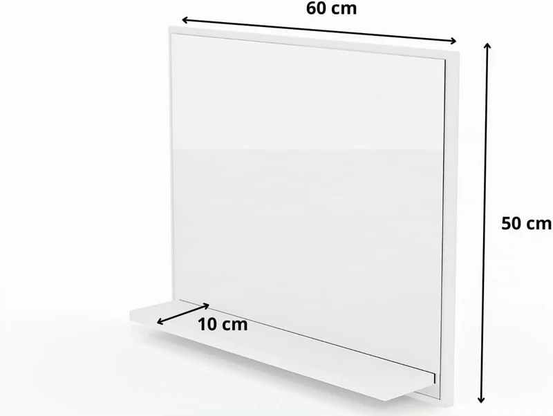 HAJDUK FURNITURE Badspiegel mit Ablage Weiss - H:50 x B: 60 cm - Bathroom Mirror - Moderner Badezimm